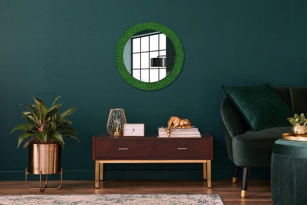 Miroir rond avec décoration L'herbe verte