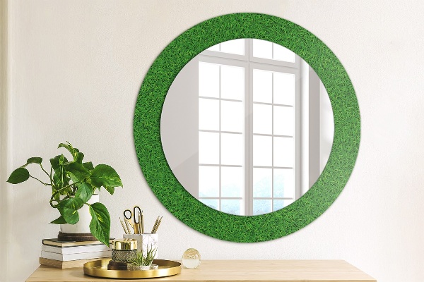 Miroir rond avec décoration L'herbe verte
