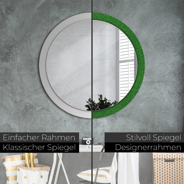 Miroir rond avec décoration L'herbe verte