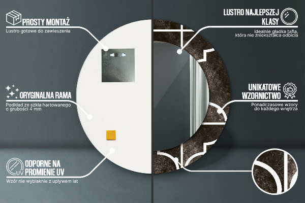 Miroir rond avec décoration Carreaux antiques