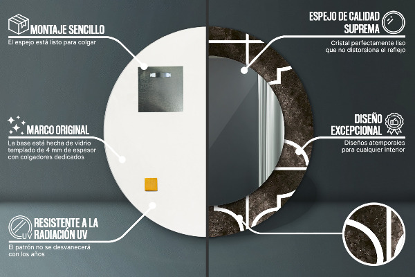Miroir rond avec décoration Carreaux antiques