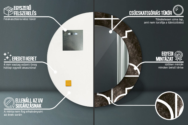 Miroir rond avec décoration Carreaux antiques
