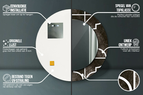 Miroir rond avec décoration Carreaux antiques