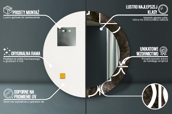Miroir rond avec décoration Carreaux antiques