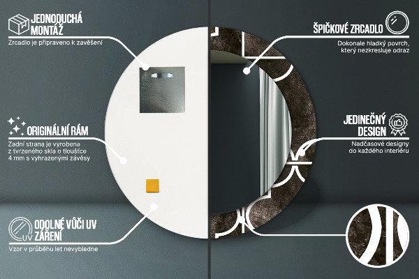Miroir rond avec décoration Carreaux antiques