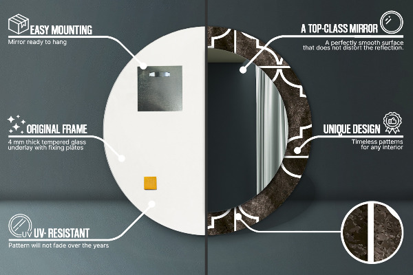 Miroir rond avec décoration Carreaux antiques