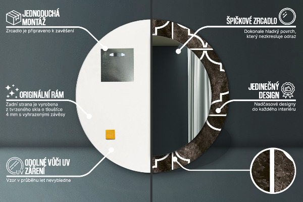 Miroir rond avec décoration Carreaux antiques