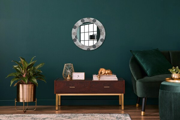 Miroir rond avec décoration Motif hexagonal
