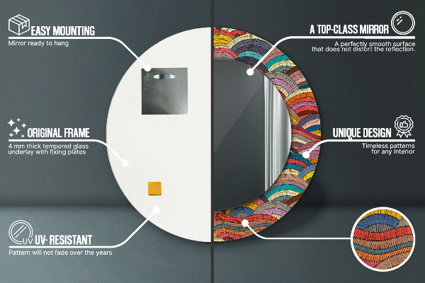 Miroir rond avec décoration Ornement bohémique