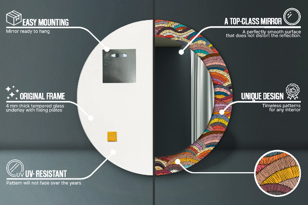 Miroir rond avec décoration Ornement bohémique