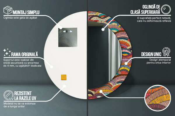 Miroir rond avec décoration Ornement bohémique