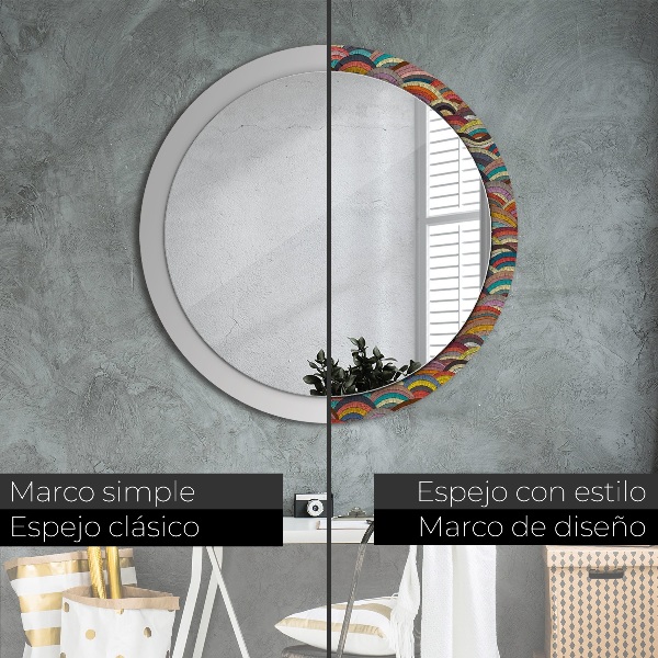 Miroir rond avec décoration Ornement bohémique