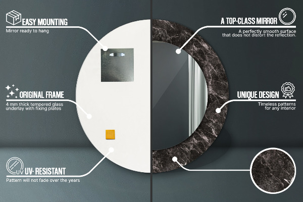 Miroir rond avec décoration Marbre noir