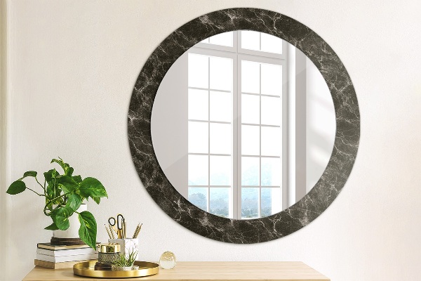 Miroir rond avec décoration Marbre noir