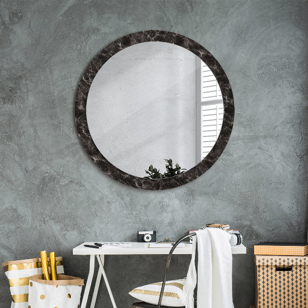 Miroir rond avec décoration Marbre noir