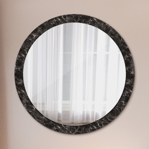 Miroir rond avec décoration Marbre noir