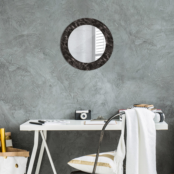 Miroir rond avec décoration Marbre noir