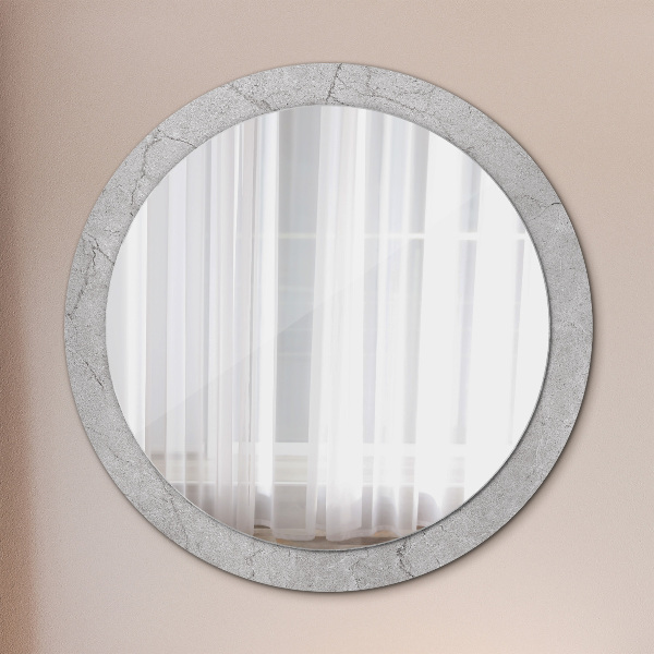 Miroir rond cadre avec impression Ciment gris