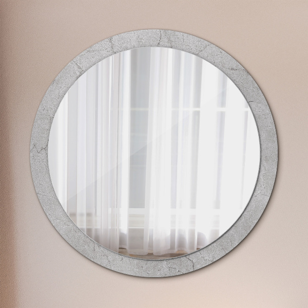 Miroir rond cadre avec impression Ciment gris
