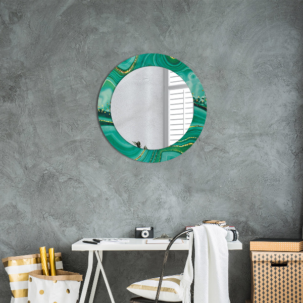 Miroir rond cadre avec impression Agate jaspis marble