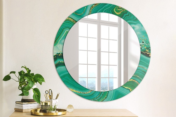 Miroir rond cadre avec impression Agate jaspis marble