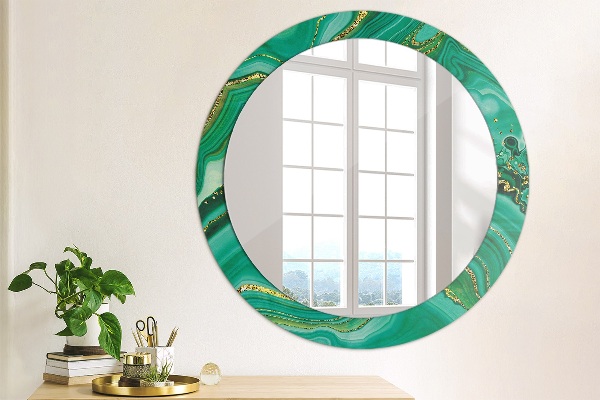 Miroir rond cadre avec impression Agate jaspis marble