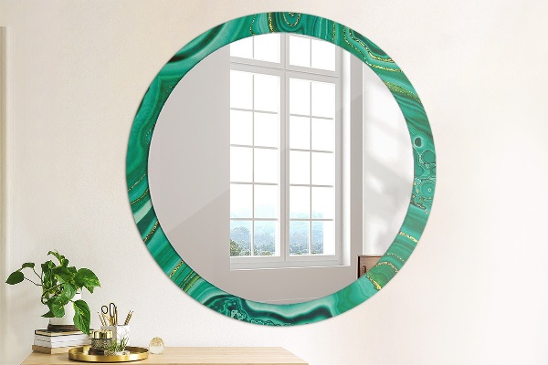 Miroir rond cadre avec impression Agate jaspis marble