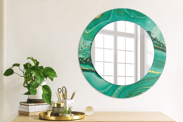 Miroir rond cadre avec impression Agate jaspis marble