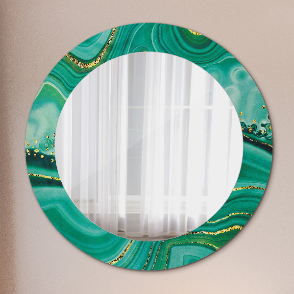 Miroir rond cadre avec impression Agate jaspis marble