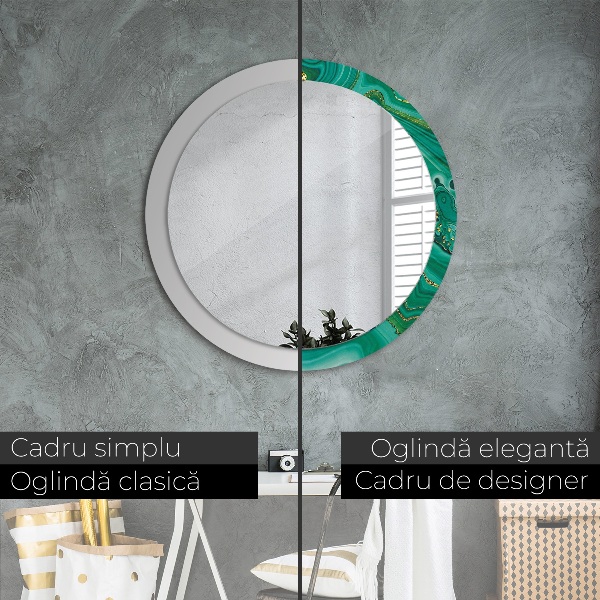 Miroir rond cadre avec impression Agate jaspis marble