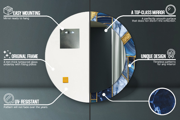Miroir rond avec décoration Marbre moderne