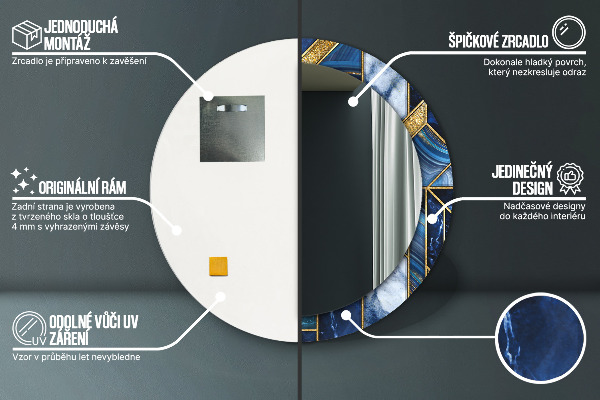 Miroir rond avec décoration Marbre moderne