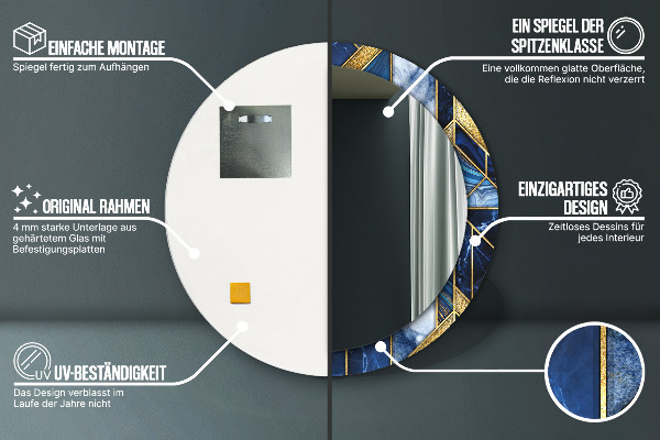 Miroir rond avec décoration Marbre moderne