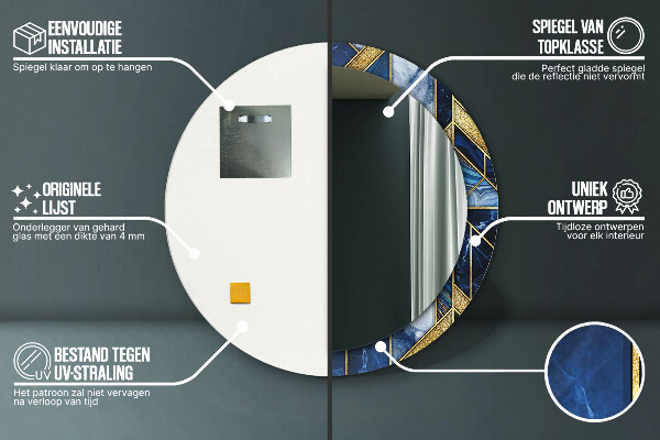 Miroir rond avec décoration Marbre moderne