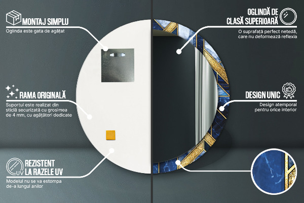 Miroir rond avec décoration Marbre moderne