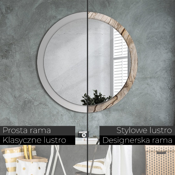 Miroir rond avec décoration Bois fissuré