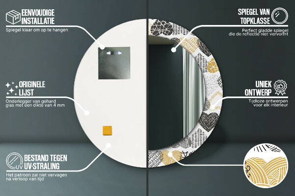 Miroir rond avec décoration Le cœur de doodle