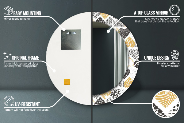 Miroir rond avec décoration Le cœur de doodle