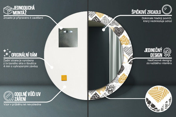 Miroir rond avec décoration Le cœur de doodle