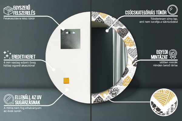 Miroir rond avec décoration Le cœur de doodle