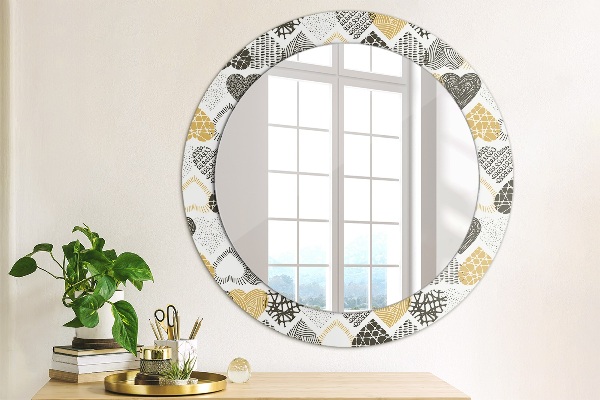 Miroir rond avec décoration Le cœur de doodle