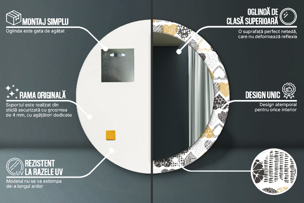 Miroir rond avec décoration Le cœur de doodle