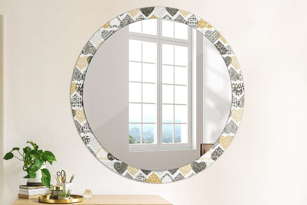 Miroir rond avec décoration Le cœur de doodle