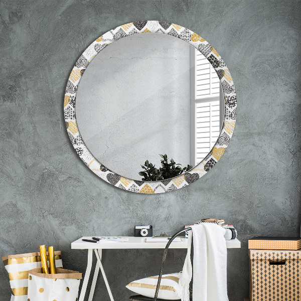 Miroir rond avec décoration Le cœur de doodle