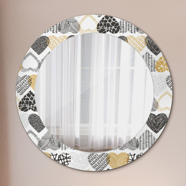 Miroir rond avec décoration Le cœur de doodle