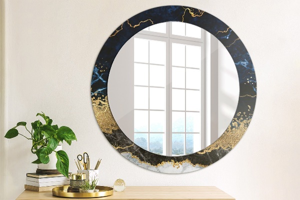 Miroir rond avec décoration Marbre bleu
