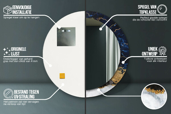 Miroir rond avec décoration Marbre bleu