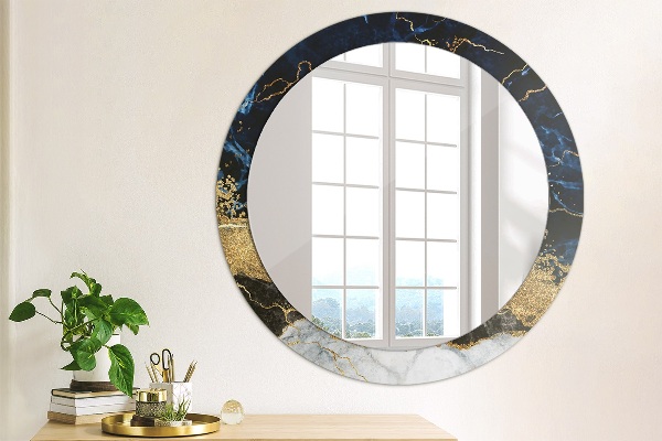 Miroir rond avec décoration Marbre bleu