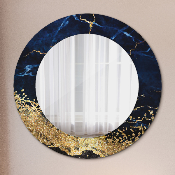 Miroir rond avec décoration Marbre bleu