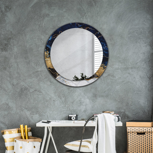 Miroir rond avec décoration Marbre bleu
